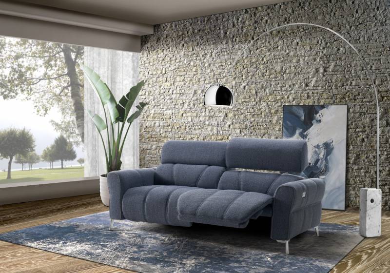 Canapé large de relaxation avec appui-tête électrique 2 places bleu arnaud casa Nyons